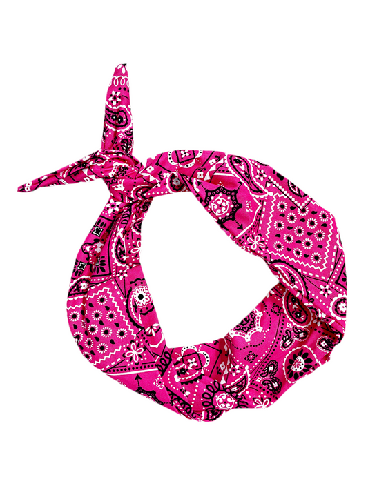 Tie Headband - Pink Bandana