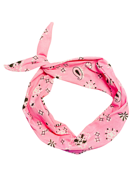 Tie Headband - Pink Bandana