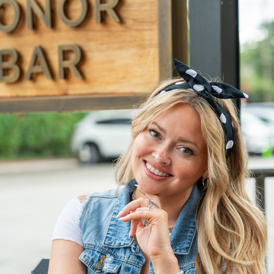 Amanda Bright Designs Black and white polkadot Original Tie headband