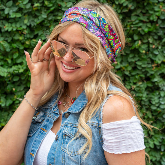 Amanda Bright Designs Original Tie Headband Hippie Multicolor 1960s Mod