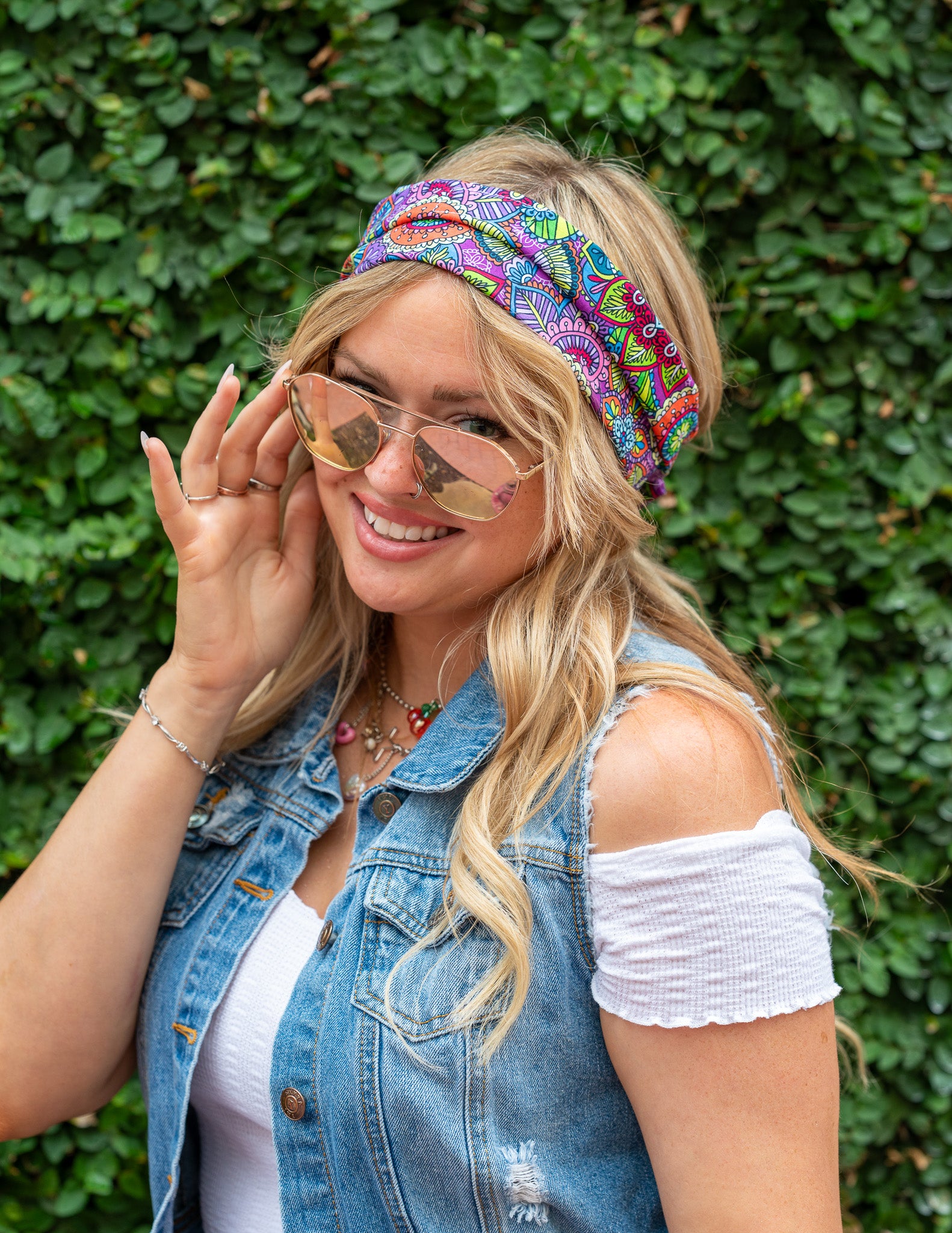 Amanda Bright Designs Original Tie Headband Hippie Multicolor 1960s Mod