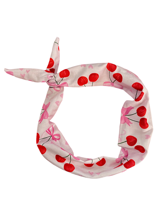 Tie Headband - Cherries & Bows