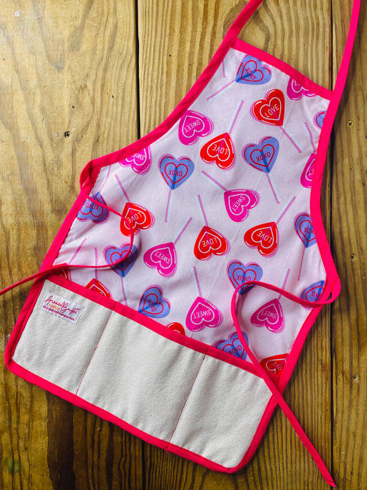 Amanda Bright Designs Children's Heart Lollipop Valentines Apron Candy Love