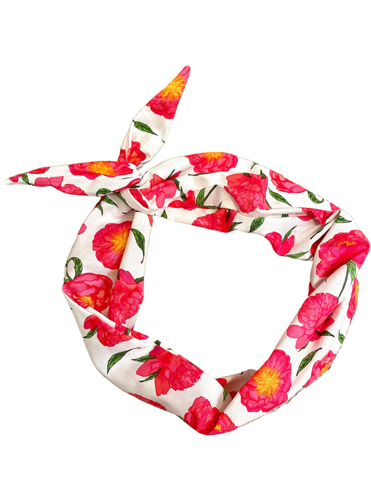 Amanda Bright Designs Original Tie Garden Roses Pink Floral Headband for women