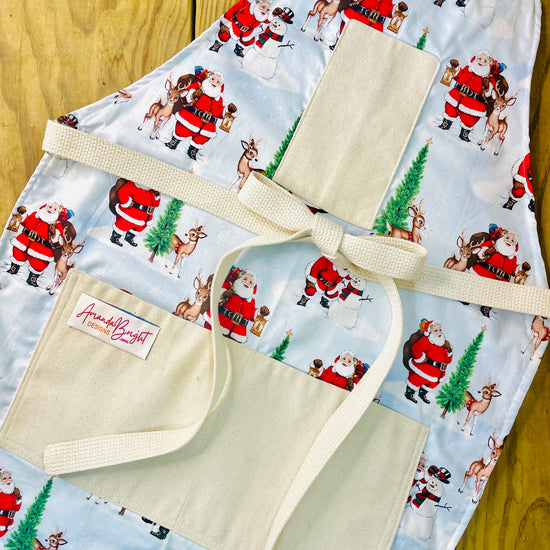Amanda Bright Designs Merry Santa and Reindeer Christmas Holiday Baking Apron