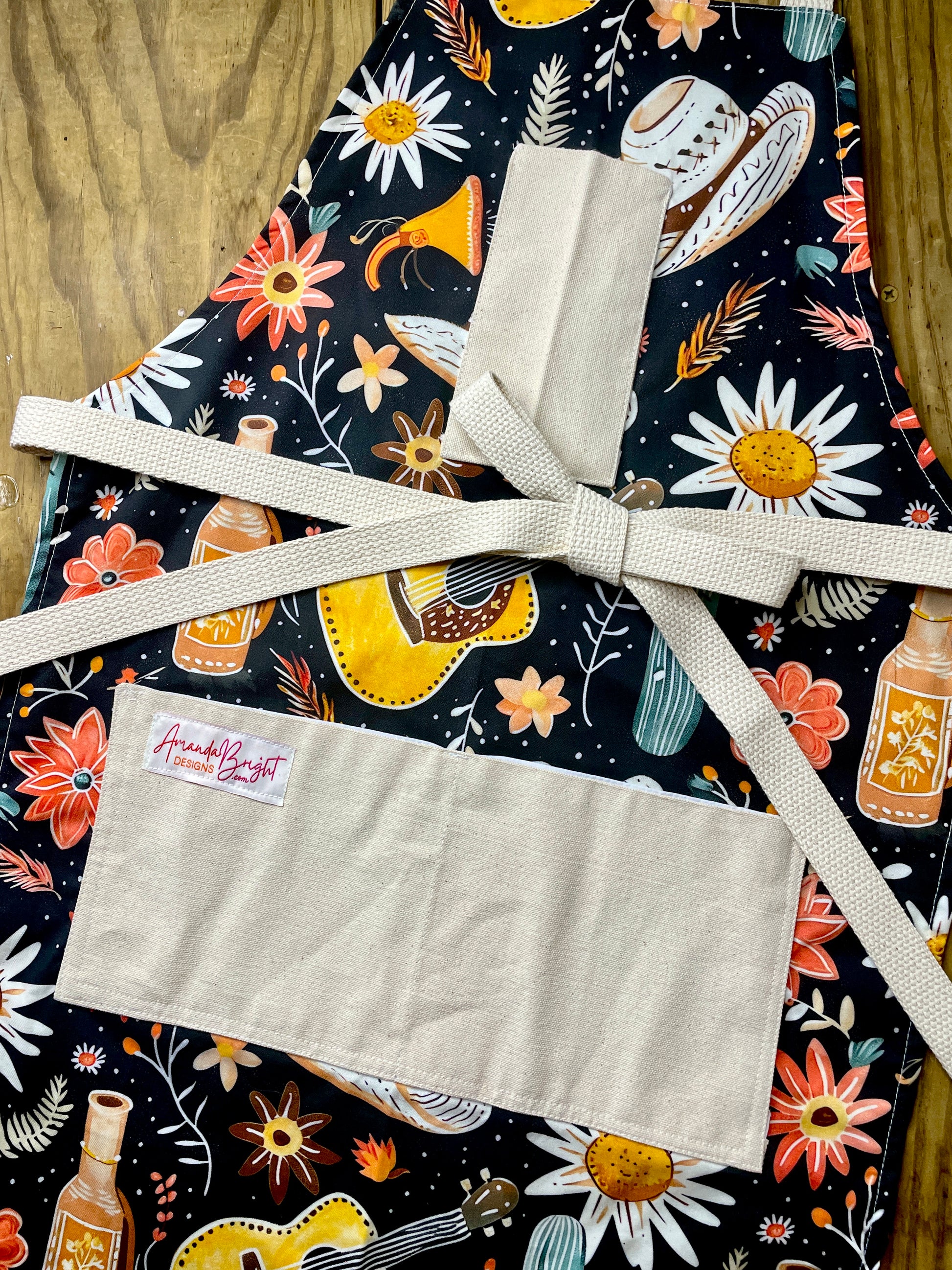 Amanda Bright designs desert cowgirl apron and leopard print children's apron western style mommy and me set
