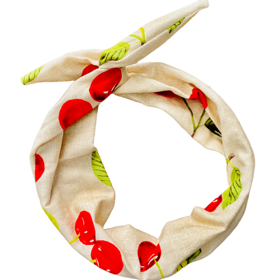 Amanda Bright Designs The Original Tie Headband Cherie Pattern cherries vintage retro