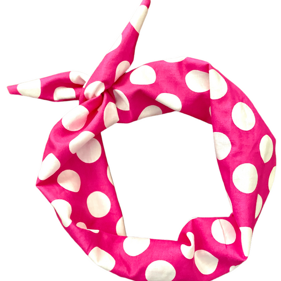 Amanda Bright Designs The Original Tie Headband Hot Pink Polkadot
