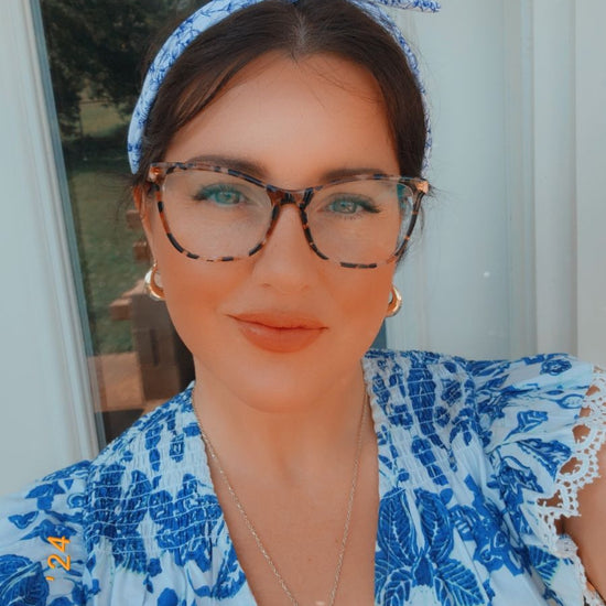 Amanda Bright Designs The Original Tie Headband Laura Ashley worn by model