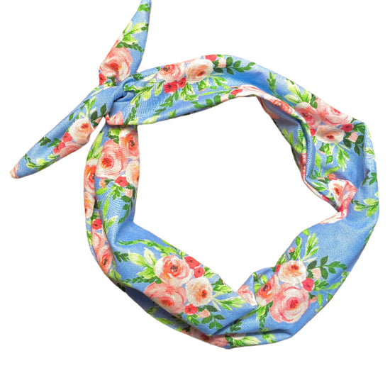 Amanda Bright Designs The Original Tie Headband Periwinkle Rose Floral
