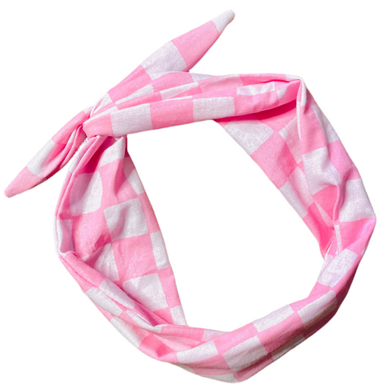 Amanda Bright Designs The Original Tie Headband Pink Check