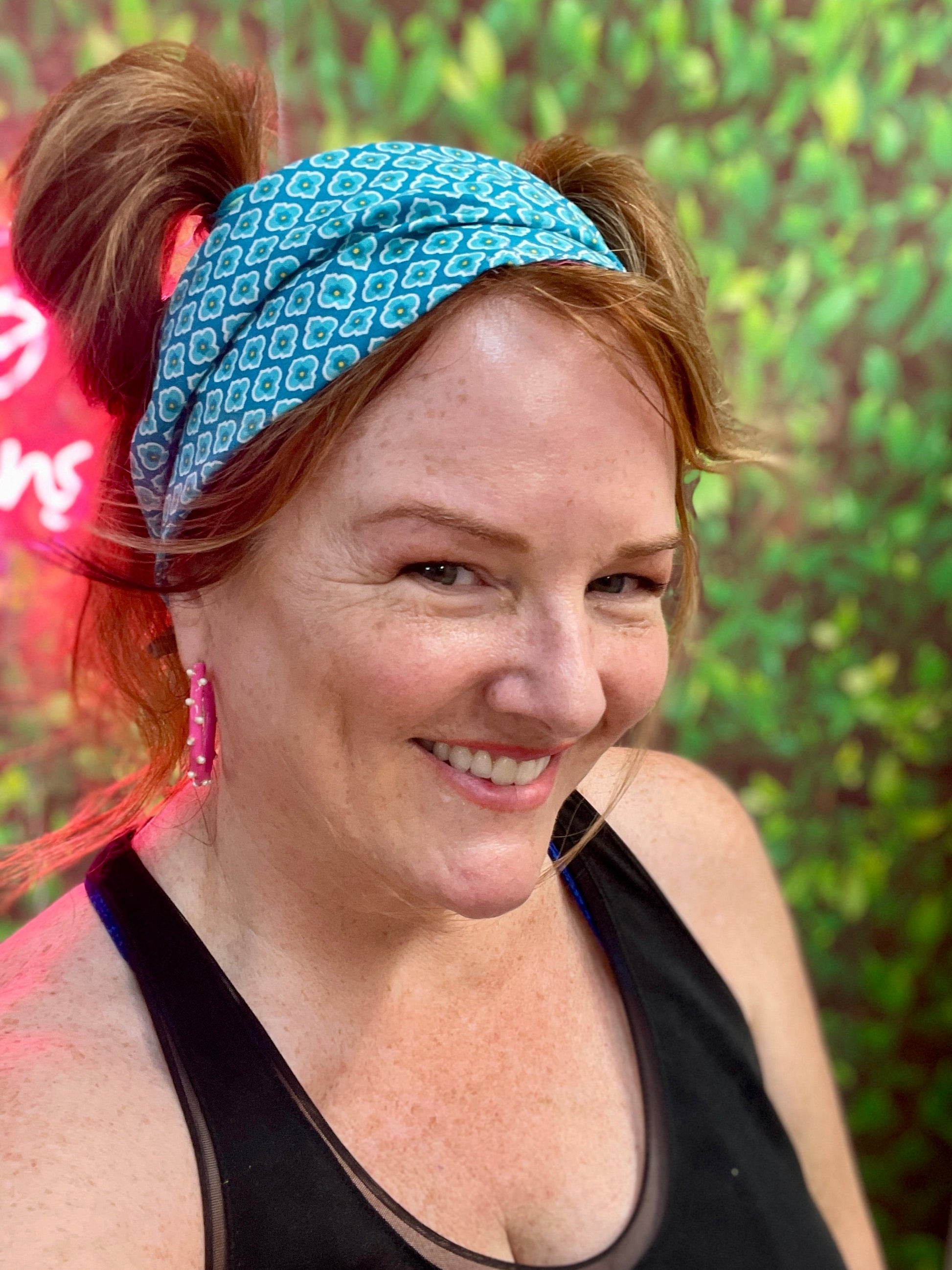 Amanda Bright Designs The Original Tie Headband Teal Geo
