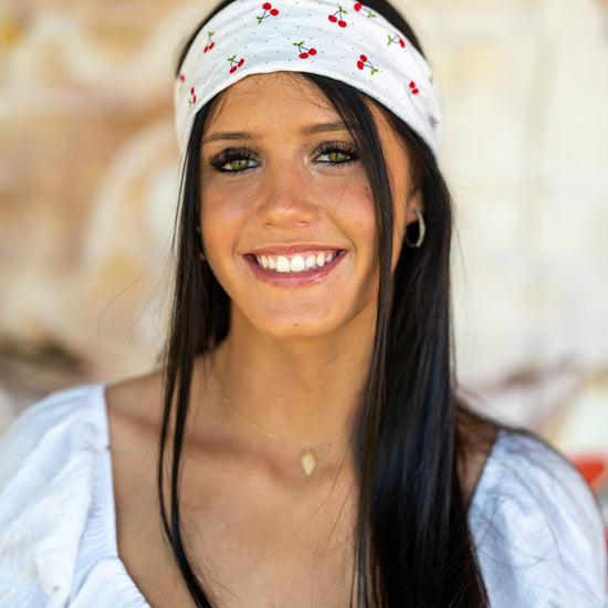Amanda Bright Designs The Original Tie Headband Vintage Cherries