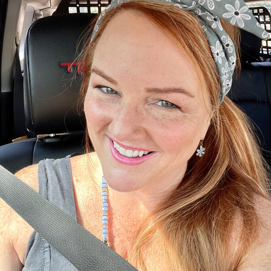 Amanda Bright Designs 100% cotton gray daisy tie headband