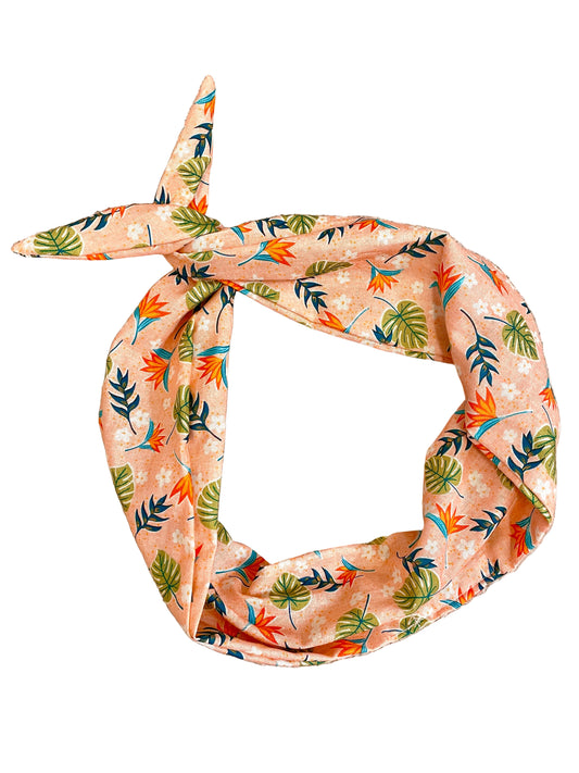 tropical plants headband in peach and green for vacation Florida beach trips by Amanda Bright Designs