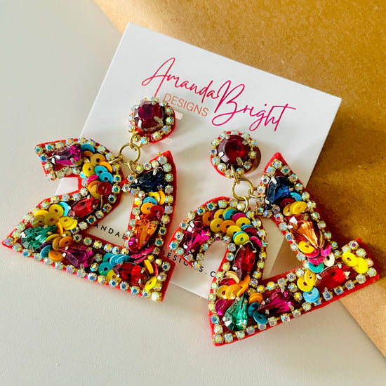 Amanda Bright Designs 21st birthday beaded earrings colorful