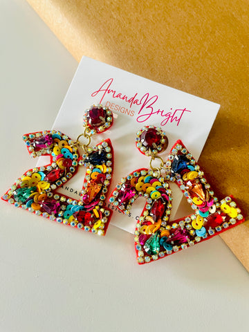 Amanda Bright Designs 21st birthday beaded earrings colorful