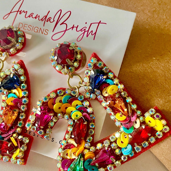 Amanda Bright Designs 21st birthday beaded earrings colorful