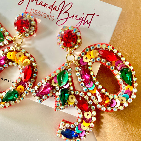 Amanda Bright Designs 30th birthday beaded earrings colorful