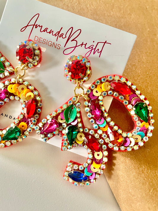Amanda Bright Designs 30th birthday beaded earrings colorful