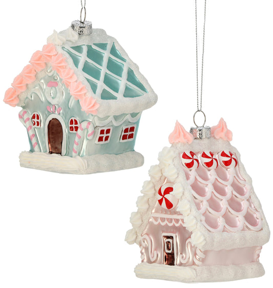 5" Retro Glass Sweets House Ornament, Asstd.
