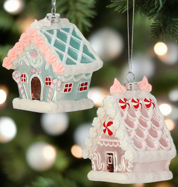5" Retro Glass Sweets House Ornament, Asstd.
