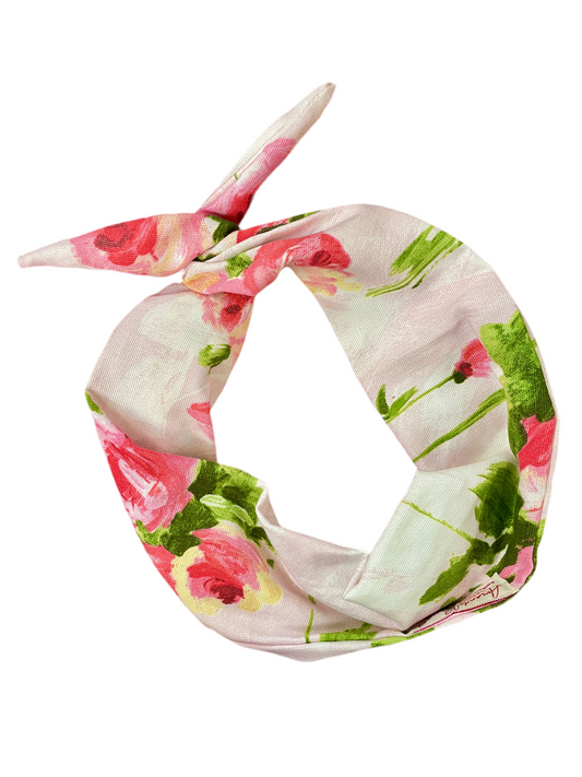 Tie Headband - Pink Roses