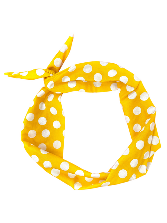 Tie Headband - Golden Yellow Polkadot