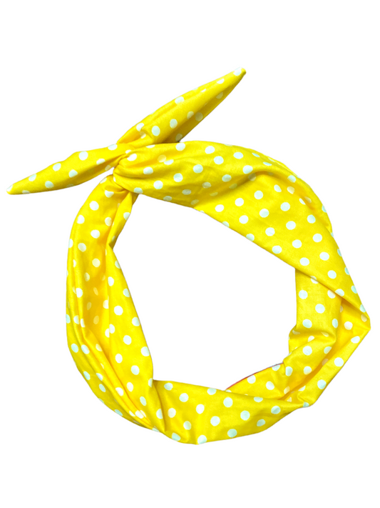 Tie Headband - Yellow Polkadot