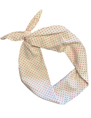 Tie Headband - Cream with Red Swissdot