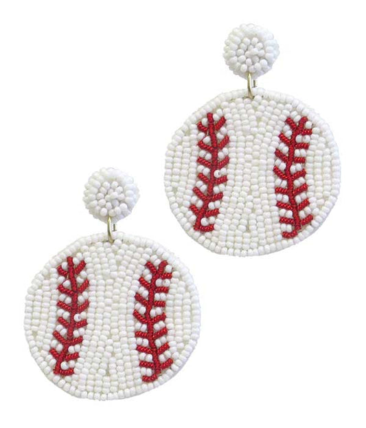 Baseball Seed Bead Earrings