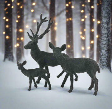 Black Velvet Glitter Deer Set of 3