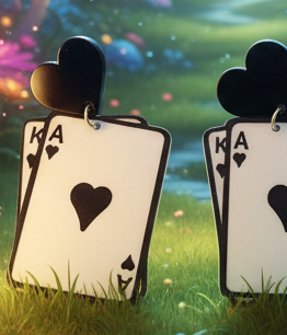 Amanda Bright Designs blackjack alice in wonderland card earrings in forest