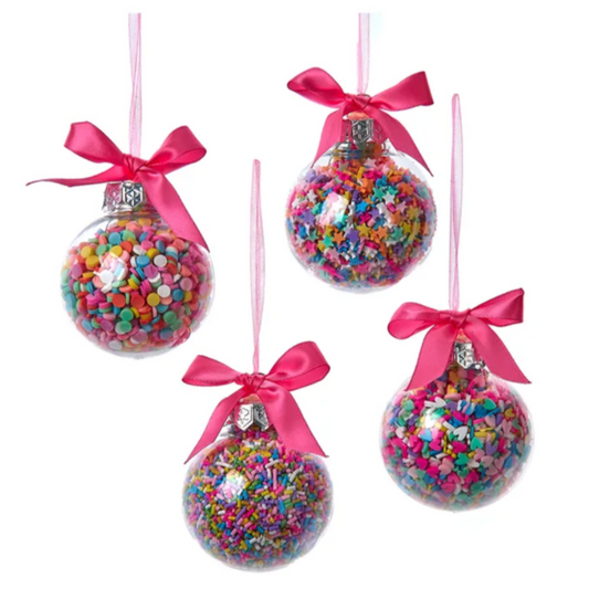 Bubblegum Balls with Sprinkles Ornaments, Asstd.