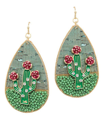 Cactus on Cork Earrings