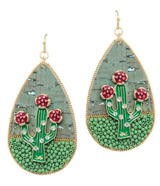 Cactus on Cork Earrings