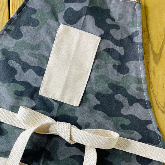 Grey camouflage apron Amanda Bright Designs