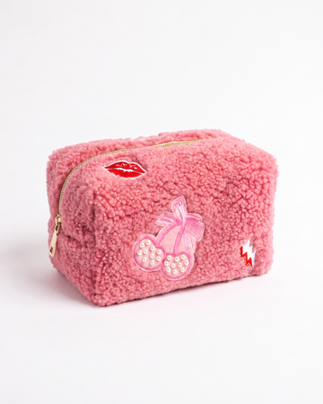 Sherpa Makeup Bag - Cherries and Bows