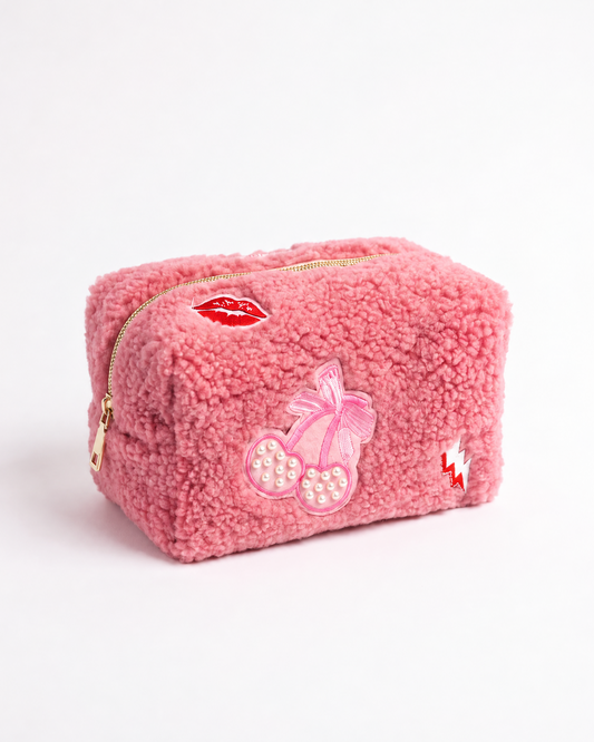 Sherpa Makeup Bag - Cherries and Bows