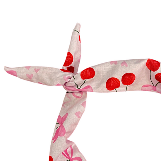 Amanda Bright designs cherries and pink bows tie headband