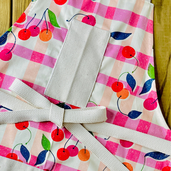 Amanda Bright Designs cherry vibes 1950s retro vintage style apron design