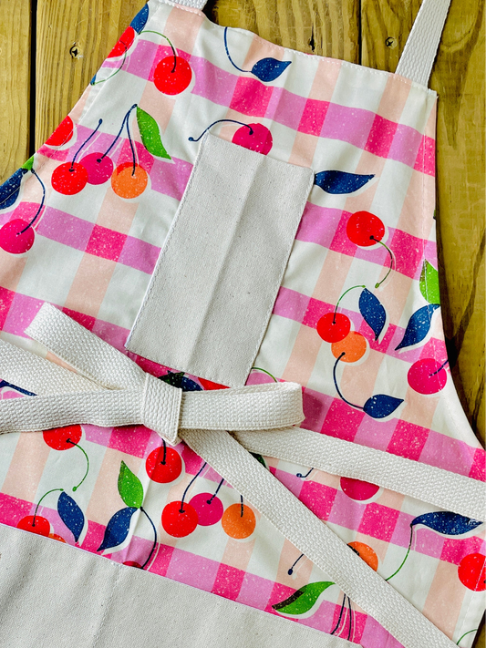 Amanda Bright Designs cherry vibes 1950s retro vintage style apron design