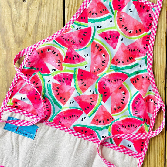 Amanda Bright Designs children's Shelby mini watermelon summer fruit apron for baking cooking art projects painting