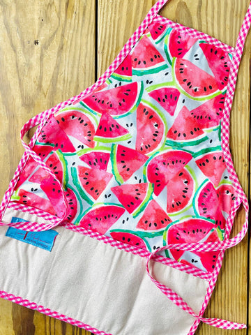 Amanda Bright Designs children's Shelby mini watermelon summer fruit apron for baking cooking art projects painting