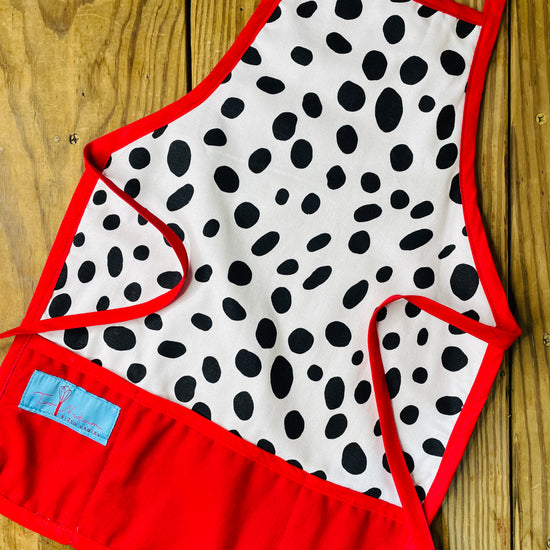 Amanda Bright Designs childrens dalmatian print apron dog lovers firehouse dog animal lover for bake time play time 