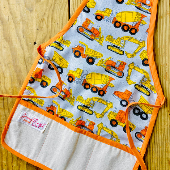 Amanda Bright Designs children’s construction truck vehicle apron gravel hauler cement truck digger