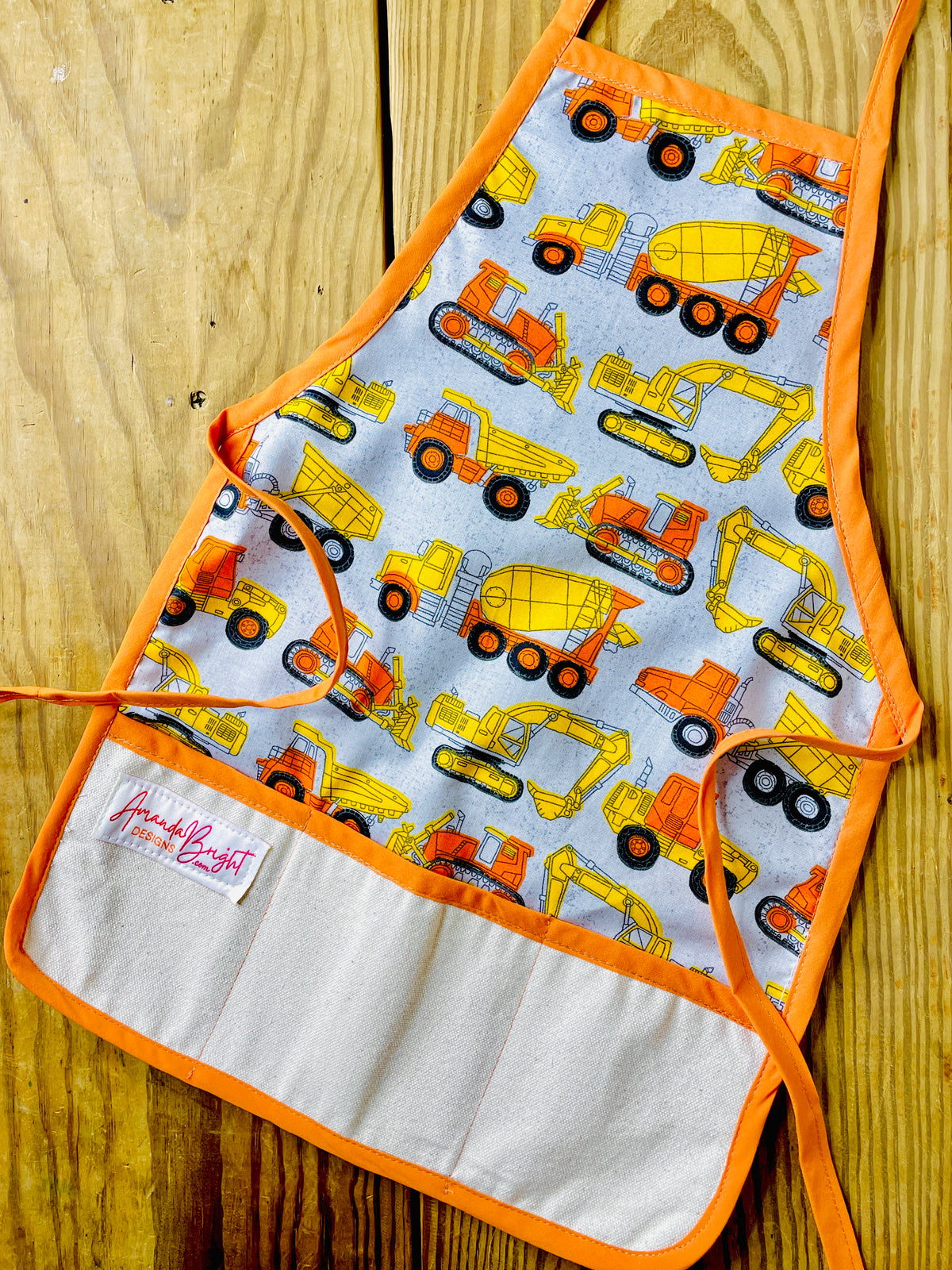 Amanda Bright Designs children’s construction truck vehicle apron gravel hauler cement truck digger