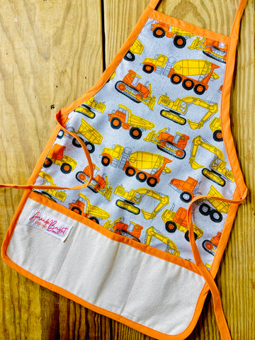 Amanda Bright Designs children’s construction truck vehicle apron gravel hauler cement truck digger