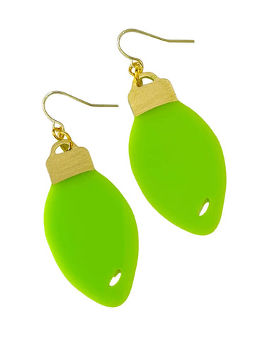 Christmas Bulb Earrings, Lime Green