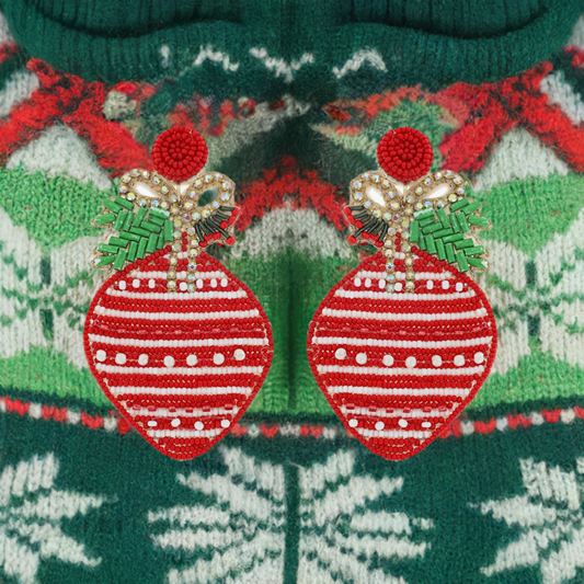 Christmas Ornament Beaded Earrings